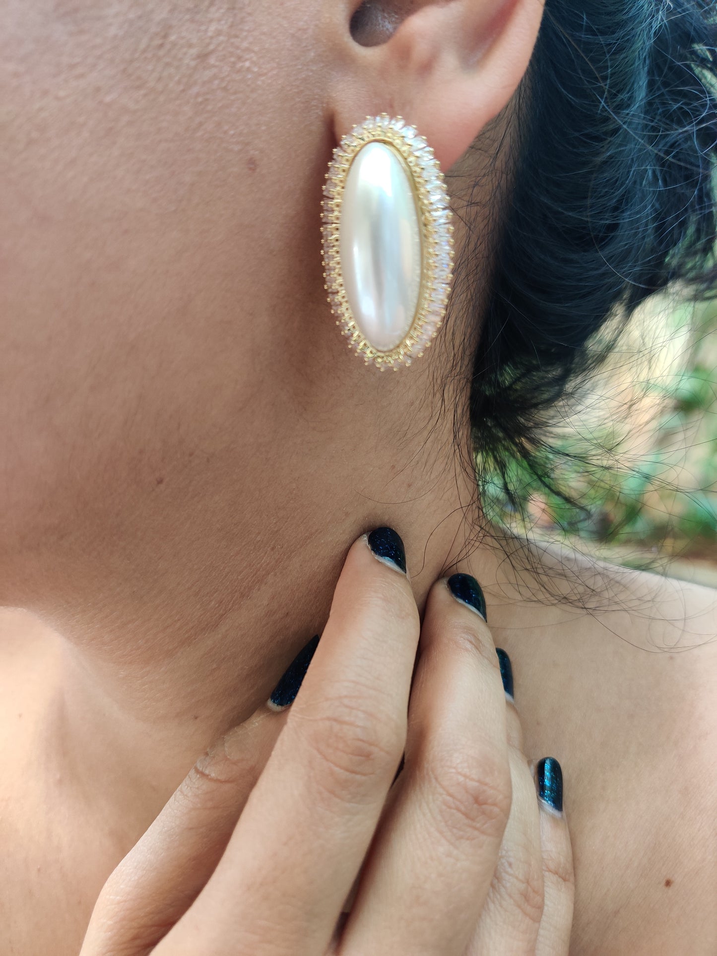 Victorian Pearl Studs Oval