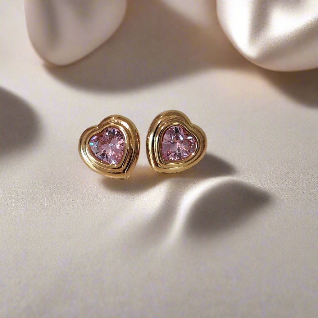 Pink Heart Studs